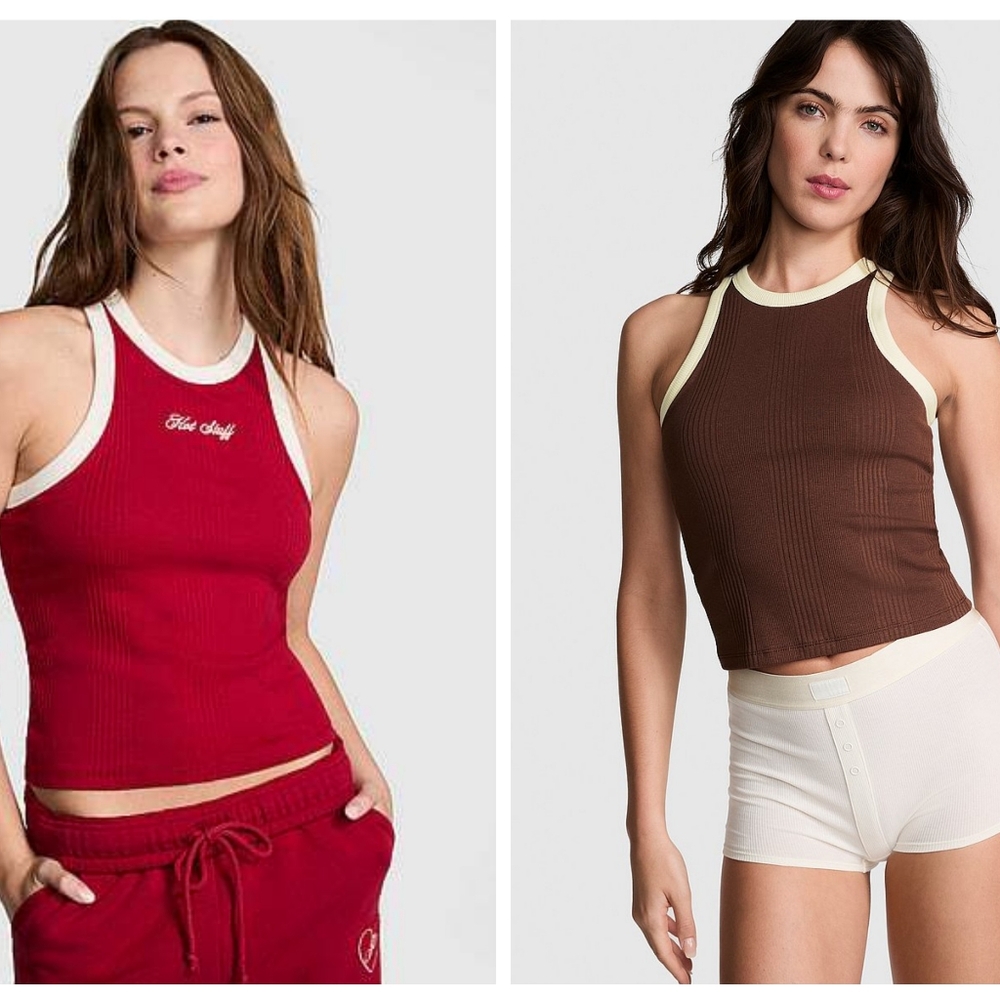 PINK VICTORIA'S SECRET (SET OF 2) CROP TANKS NWT